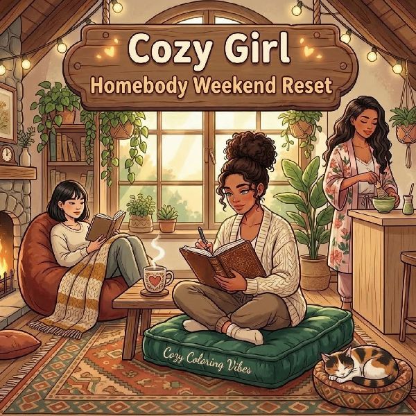 Cozy Girl Homebody Weekend Reset: Cute Comfy Coloring Book for Adults & Teens | Easy Bold Line Hygge Designs & Relaxing Home Scenes, Quiet Daily Moments & Everyday Comfort | Self-Care, Therapy Stress Relief, Mindful Relaxation & Creative Screen-Free Gift