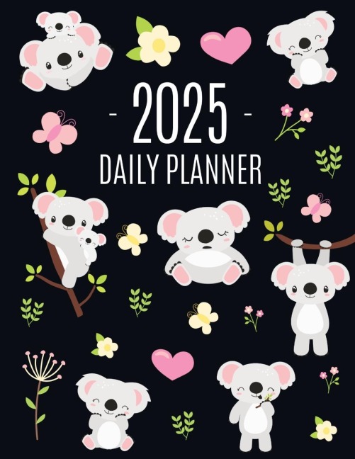 Koala Planner 2025: Australian Outback Animal Agenda: January-December | Pretty Pink Butterflies & Yellow Flowers Monthly Scheduler | For  Work or Office