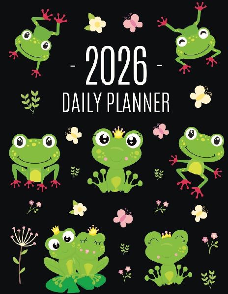 Frog Planner 2026: Funny Amphibian Monthly Agenda | January-December Organizer (12 Months) | Cute Green Water Animal Scheduler