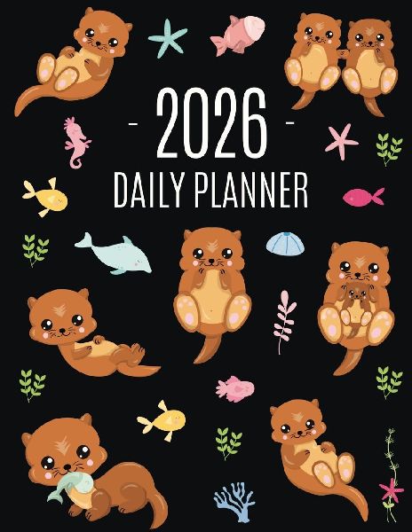 Otter Planner 2026: Daily Organizer: January-December (12 Months) | Cute Animal Year Scheduler with Pretty Pink Hearts