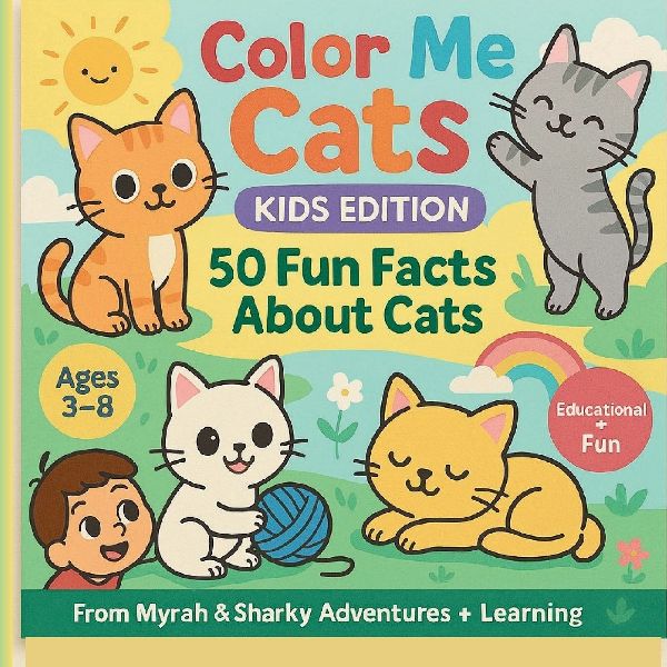 Color Me Cats - Kids Edition: 50 Fun Facts about Cats (Bilingual: English + Spanish)