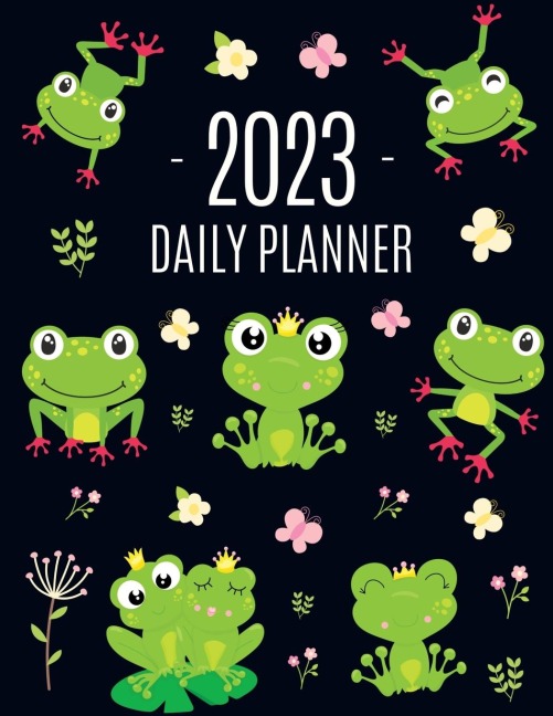 Frog Planner 2023: Funny Amphibian Monthly Agenda | January-December Organizer (12 Months) | Cute Green Water Animal Scheduler