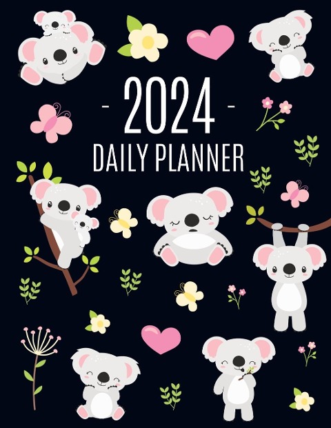 Koala Planner 2024: Australian Outback Animal Agenda: January-December | Pretty Pink Butterflies & Yellow Flowers Monthly Scheduler | For  Work or Office