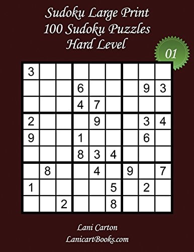 Sudoku Large Print - Hard Level - N°1 100 Hard Sudoku Puzzles - Puzzle Big Size (8.3"x8.3") and Large Print (36 Points)