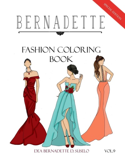 BERNADETTE Fashion Coloring Book Vol. 9 Red Carpet Gowns and Dresses
