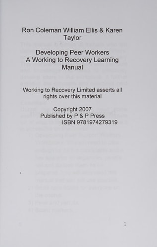 Developing Peer Support Workers Training Manual