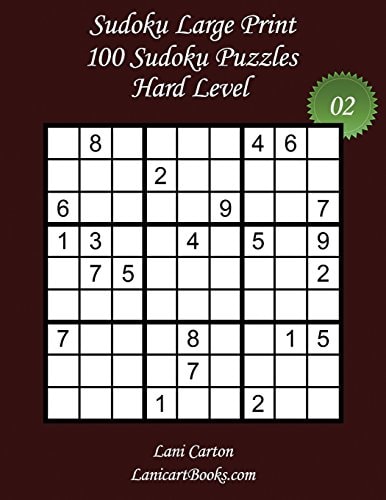 Sudoku Large Print - Hard Level - N°2 100 Hard Sudoku Puzzles - Puzzle Big Size (8.3"x8.3") and Large Print (36 Points)