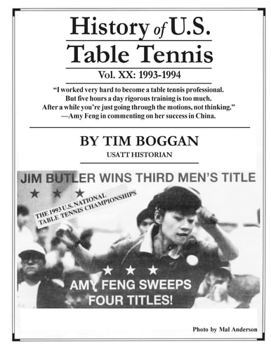 History of U. S. Table Tennis Volume 20
