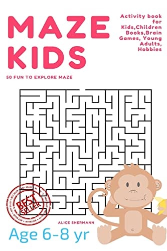 Maze Puzzle for Kids Age 6-8 Years, 50 Fun to Explore Maze Activity Book for Kids, Children Books, Brain Games, Young Adults, Hobbies