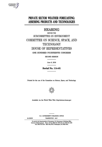 Private Sector Weather Forecasting Assessing Products and Technologies