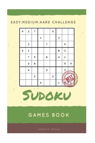 Sudoku Games Book Easy, Medium, Hard Handheld Puzzle, Large Print, 1 Game Per Page, All Age, Adults
