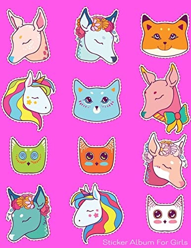 Sticker Album For Girls 100 Plus Pages For PERMANENT Sticker Collection, Activity Book For Girls - 8.5 by 11