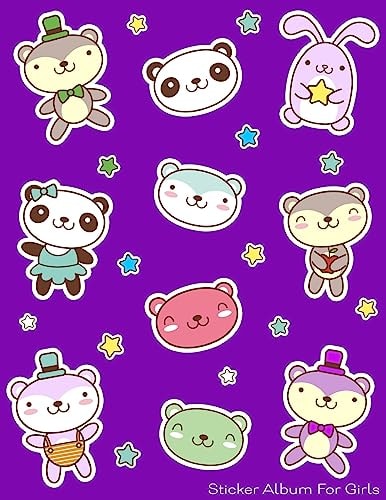 Sticker Album For Girls 100 Plus Pages For PERMANENT Sticker Collection, Activity Book For Girls, Purple - 8.5 by 11