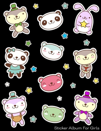 Sticker Album For Girls 100 Plus Pages For PERMANENT Sticker Collection, Activity Book For Girls, Black - 8.5 by 11