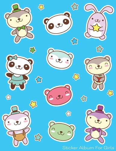 Sticker Album For Girls 100 Plus Pages For PERMANENT Sticker Collection, Activity Book For Girls, Blue - 8.5 by 11