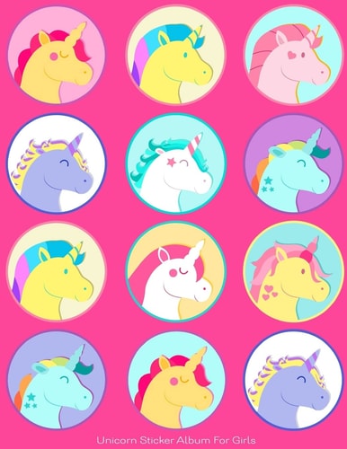 Unicorn Sticker Album For Girls 100 Plus Pages For PERMANENT Sticker Collection, Activity Book For Girls, Pink - 8.5 by 11