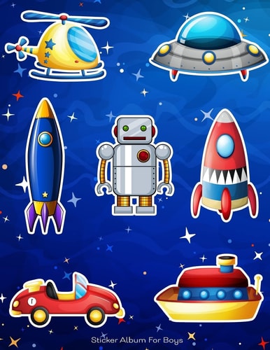 Sticker Album For Boys 100 Plus Pages For PERMANENT Sticker Collection, Activity Book For Boys, Blue - 8.5 by 11