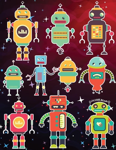 Robots Sticker Album For Boys 100 Plus Pages For PERMANENT Sticker Collection, Activity Book For Boys - 8.5 by 11