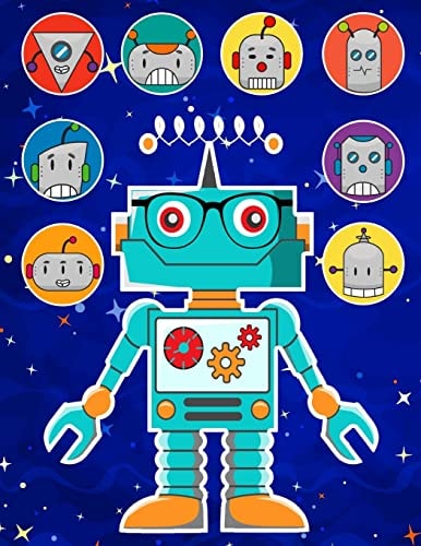 Robots Sticker Album 2 For Boys 100 Plus Pages For PERMANENT Sticker Collection, Activity Book For Boys - 8.5 by 11