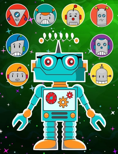 Robots Sticker Album 2 For Boys 100 Plus Pages For PERMANENT Sticker Collection, Activity Book For Boys - 8.5 by 11