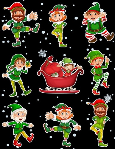 Christmas Holiday Sticker Album Dancing Elves 100 Plus Pages For PERMANENT Sticker Collection, Activity Book For Boys and Girls - 8.5 by 11