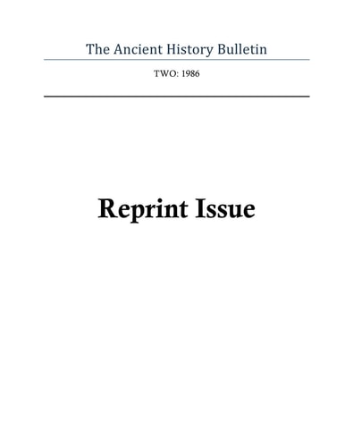 Ancient History Bulletin Volume Two Reprint Issue