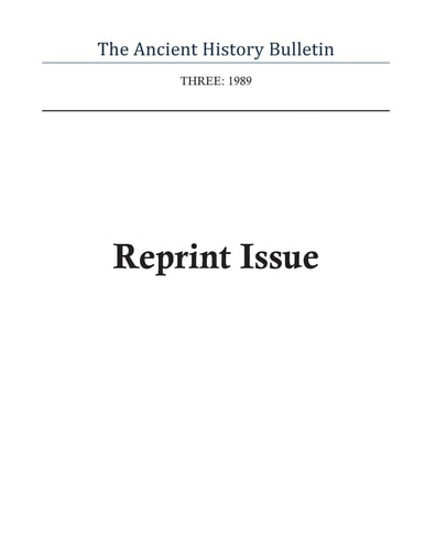 Ancient History Bulletin Volume Three Reprint Issue