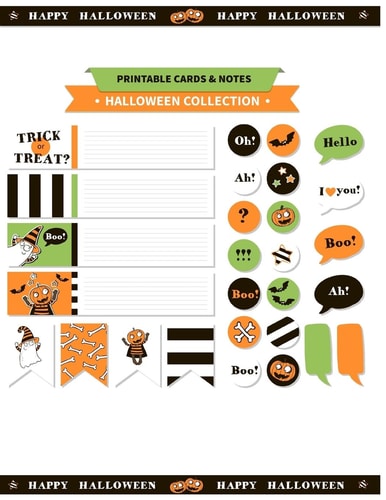 Printable Cards and Notes : Halloween Collection Printable And Printable Notes and Bookmarks