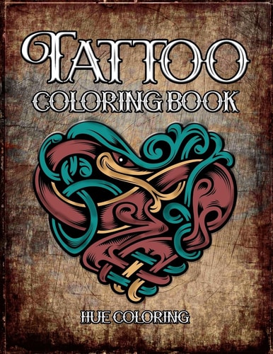 Tattoo Coloring Book Modern Tattoo Designs, Skulls, Hearts