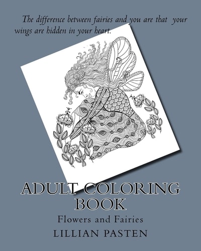 Adult Coloring Book Flowers and Fairies