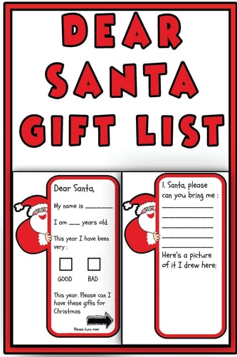 Dear Santa Gift List Dear Santa Christmas Gift List