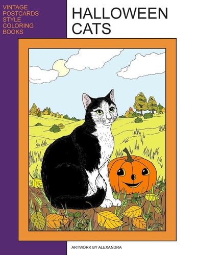 Halloween Cats Coloring Book