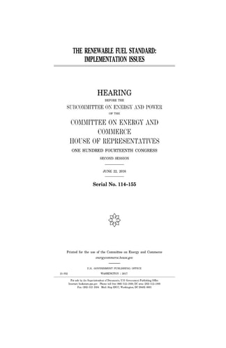 The Renewable Fuel Standard Implementation Issues