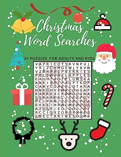 Christmas Word Searches 25 Puzzles For Adults and Kids Easy Word Find Puzzles Word Games Holiday Fun Themes Christmas Book