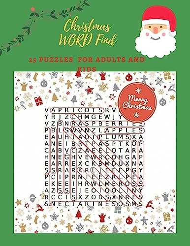 Christmas Word Find 25 Puzzles For Adults And Kids 25 Puzzles for the Holidays Word Games