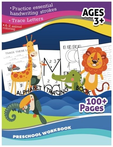 Alphabet Tracing Book Preschool Workbook (a-Zanimal Coloring, Trace Letter) Practice Essential Handwriting Strokes Ages3+ 100+Pages Studying and Workbooks, Workbooks