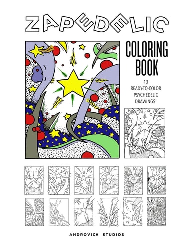 Zapedelic Coloring Book #1 13 Ready-To-Color Psychedelic Drawings