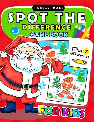 Christmas Spot The Difference Game Book for Kids Puzzles Activity Book for Boy, Girls, Kids Ages 2-4,3-5,4-8