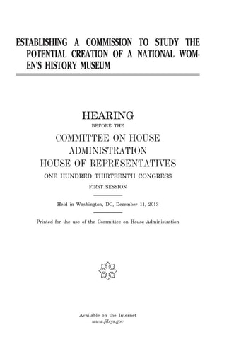 Establishing a Commission to Study the Potential Creation of a National Women's History Museum