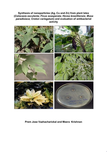 Synthesis of nanoparticles (Ag, Cu and Zn) from plant latex (Colocasia esculenta; Ficus exasperata; Hevea brasilliensis; Musa paradisiaca; Croton variegatum) and evaluation of antibacterial activity