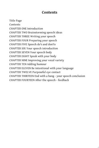 100+ Tips for Speakers Practical tips to help you improve your speaking, deliver effective presentations and to become more confident in front of an audience