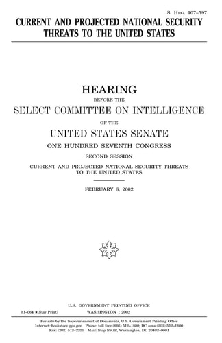 Current and Projected National Security Threats to the United States