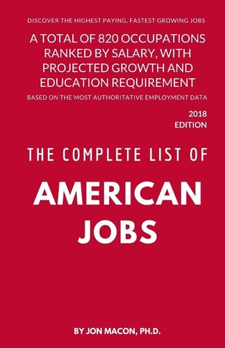 The Complete List of American Jobs A Total of 820 Occupations Ranked by Salary, With Projected Growth Till 2026 and Education Requirement for Entry Level Positions