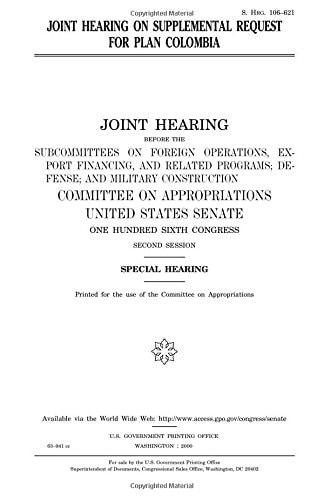 Joint Hearing on Supplemental Request for Plan Colombia