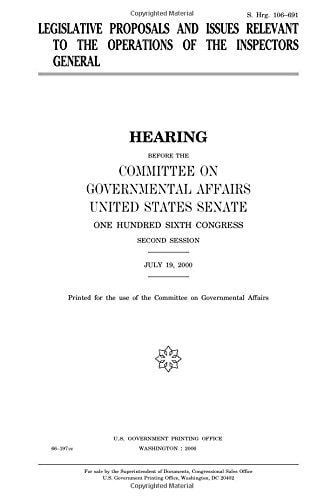 Legislative Proposals and Issues Relevant to the Operations of the Inspectors General