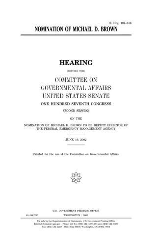 Nomination of Michael D. Brown