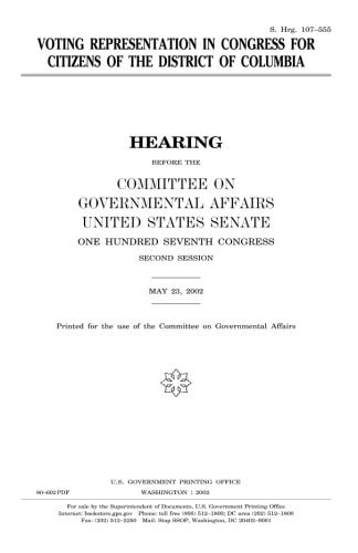 Voting Representation in Congress for Citizens of the District of Columbia