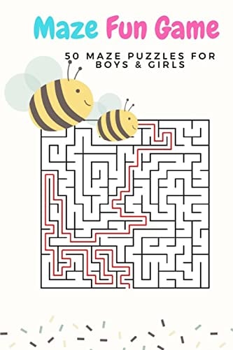 Maze Fun Game 50 Maze Games Puzzles for Boys and Girls, Age 6+, Large Print, 1 Game Per Page