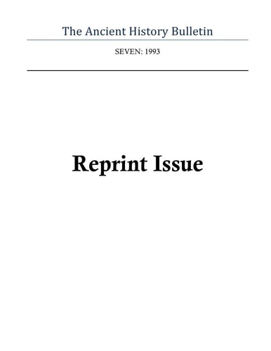Ancient History Bulletin Volume Seven