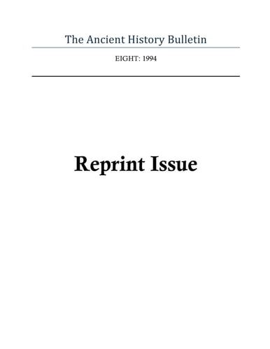 Ancient History Bulletin Volume Eight